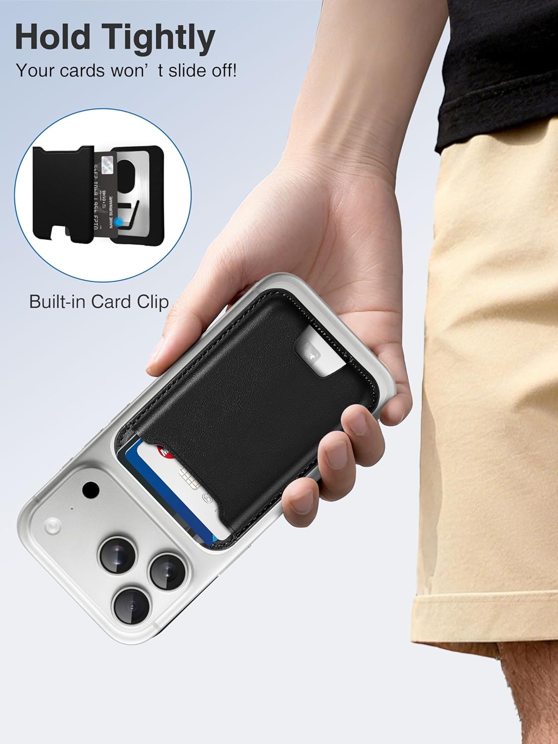 TopMade for Magsafe Wallet, Strongest Magnetic Card Holder for iPhone 17/17 Pro, iPhone 16/15/14/13/12 Series, Leather Magnetic Phone Wallet with Powerful Magnet, RFID Blocking, Fit 4 Cards, Black