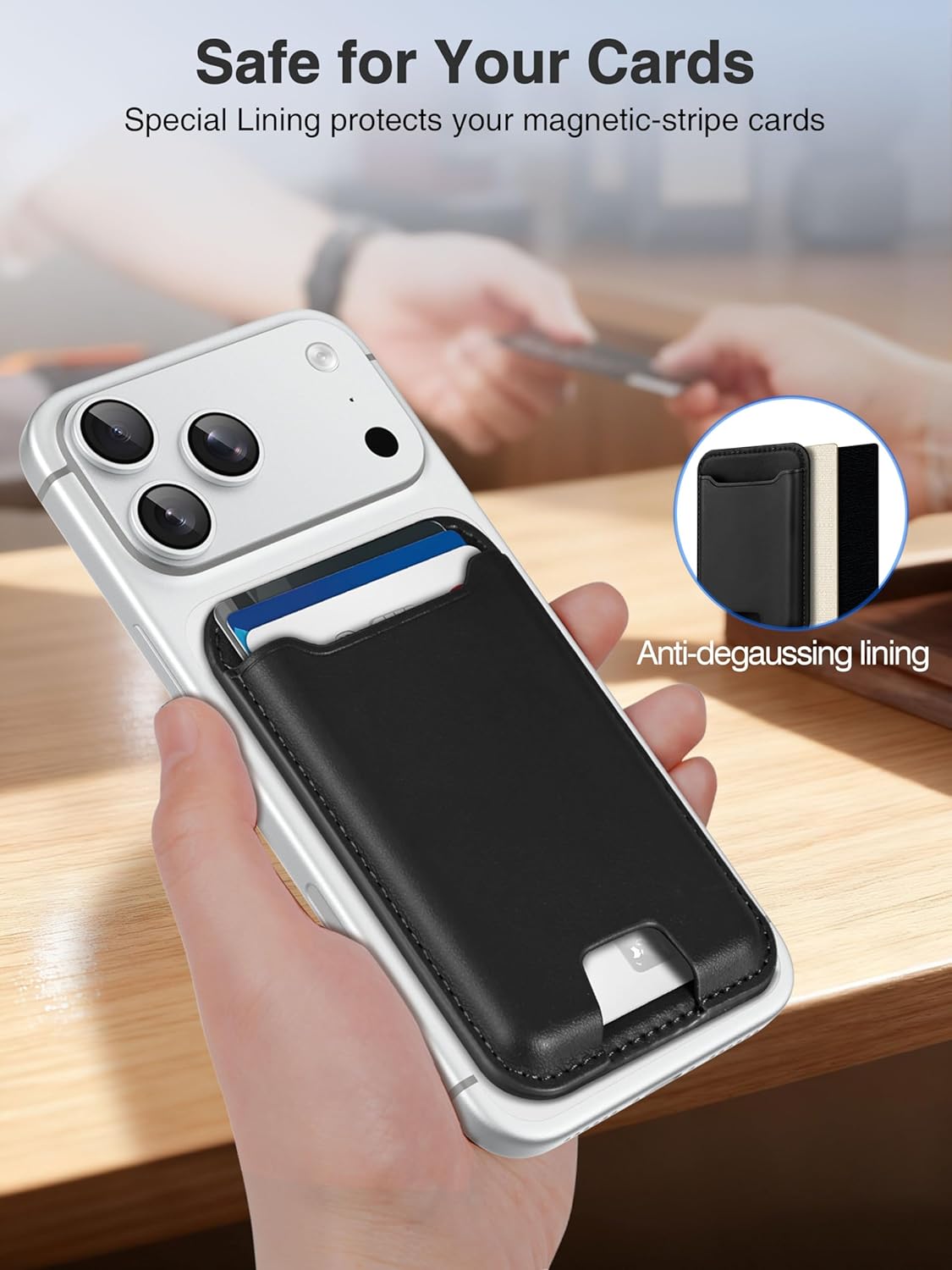 TopMade for Magsafe Wallet, Strongest Magnetic Card Holder for iPhone 17/17 Pro, iPhone 16/15/14/13/12 Series, Leather Magnetic Phone Wallet with Powerful Magnet, RFID Blocking, Fit 4 Cards, Black