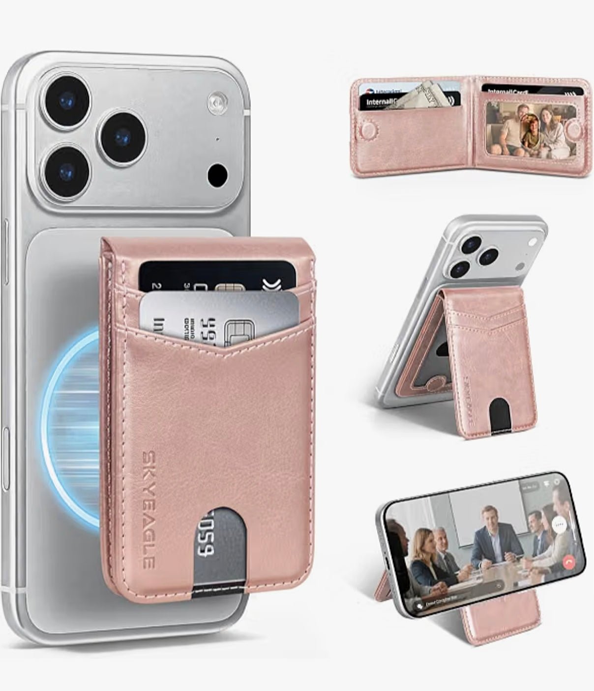 MagSafe Wallet with AirTag Holder, RFID Card Slots & Kickstand for iPhone 17/16/15/14/13 Pro Max
