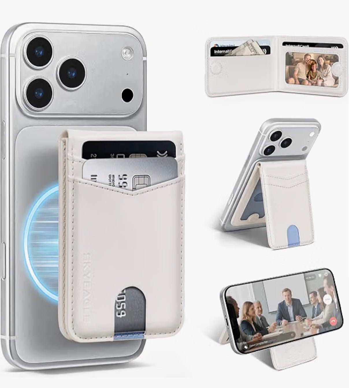 MagSafe Wallet with AirTag Holder, RFID Card Slots & Kickstand for iPhone 17/16/15/14/13 Pro Max