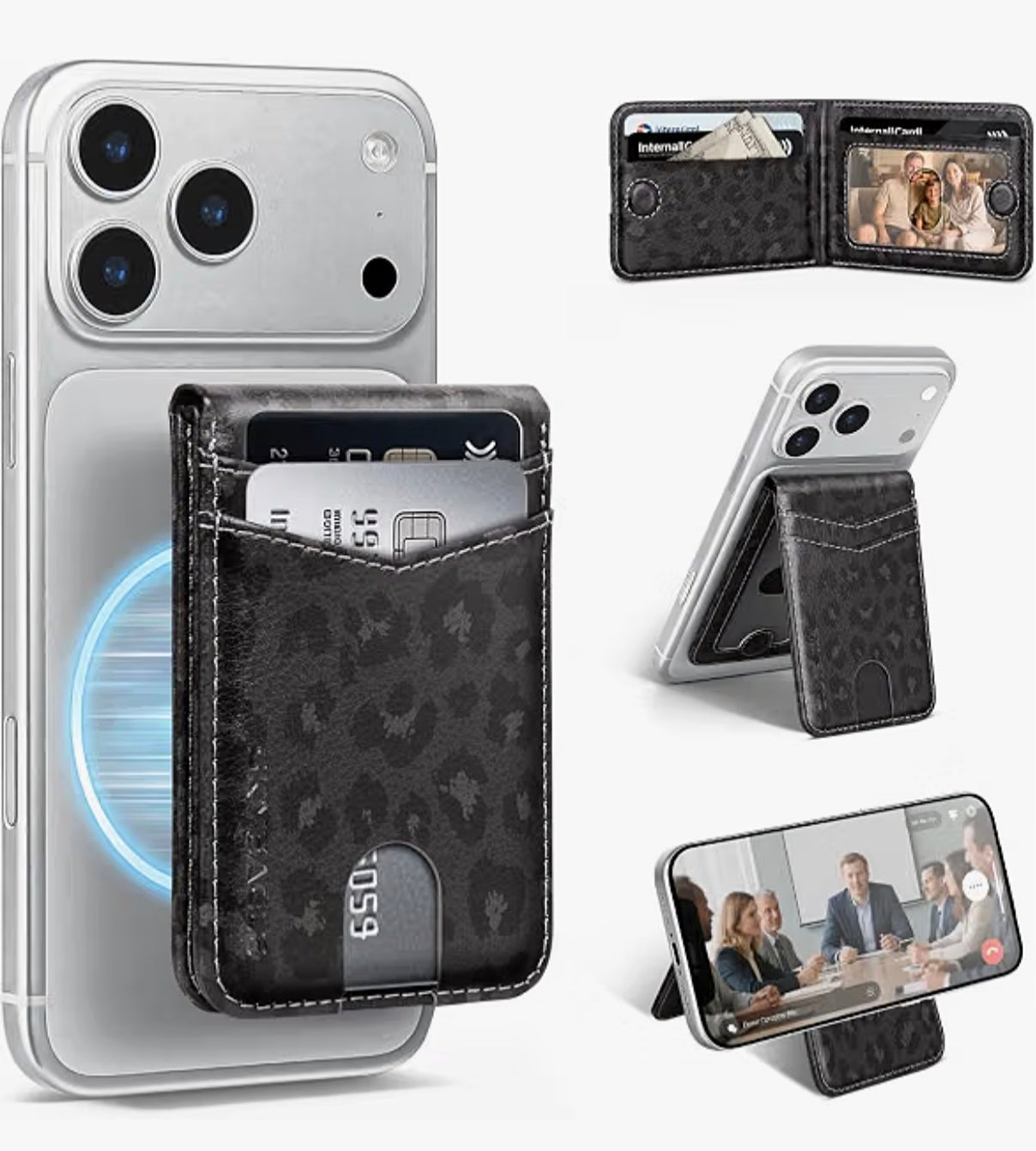 MagSafe Wallet with AirTag Holder, RFID Card Slots & Kickstand for iPhone 17/16/15/14/13 Pro Max