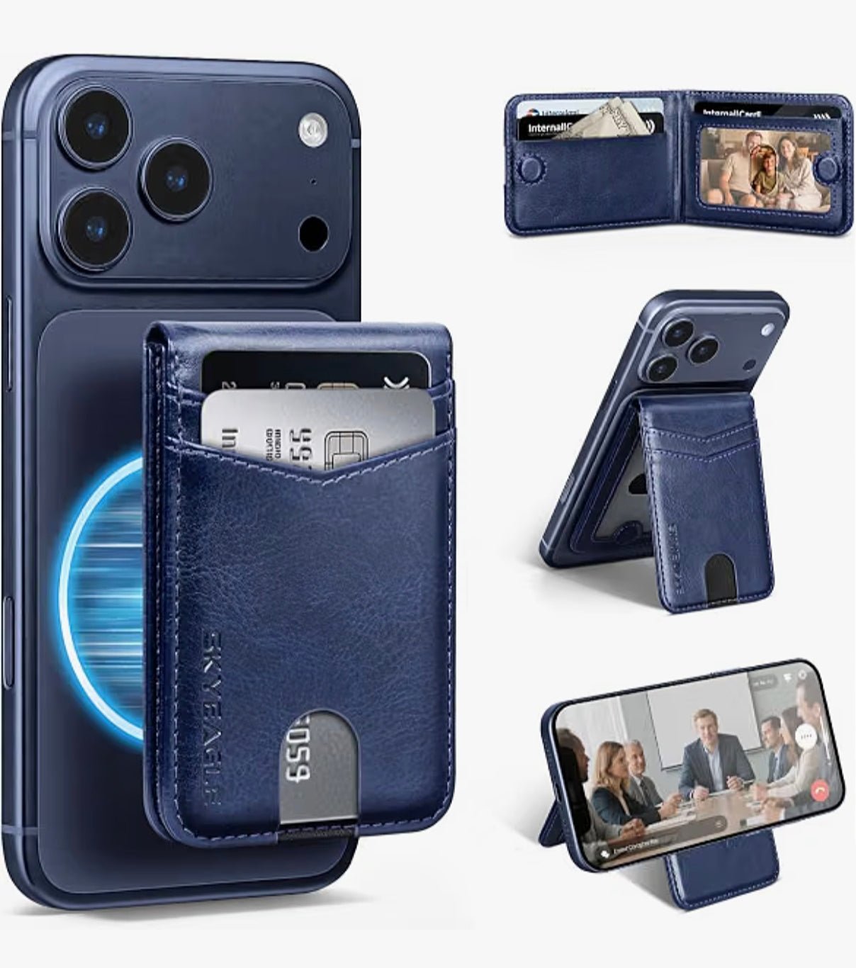 MagSafe Wallet with AirTag Holder, RFID Card Slots & Kickstand for iPhone 17/16/15/14/13 Pro Max