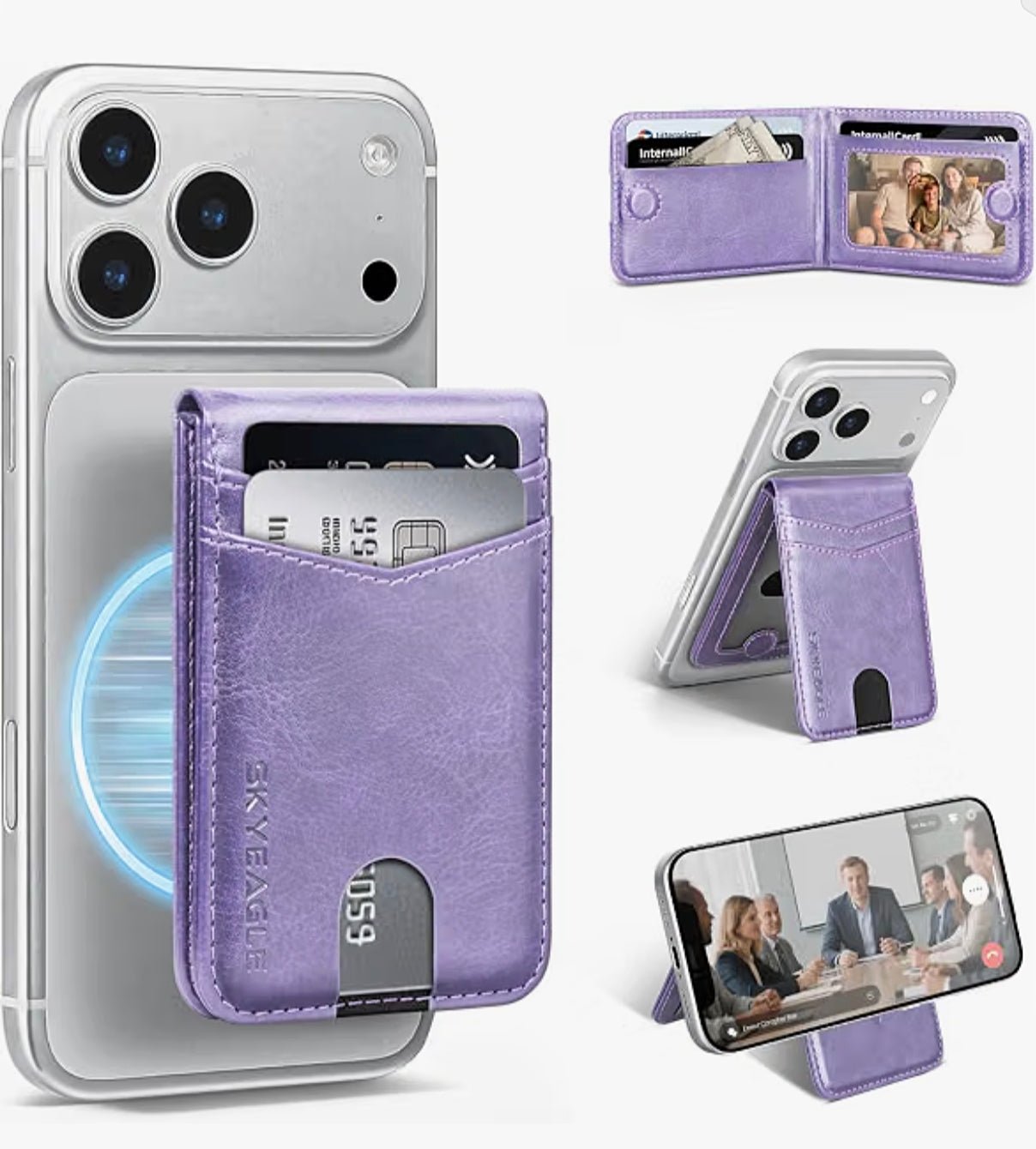 MagSafe Wallet with AirTag Holder, RFID Card Slots & Kickstand for iPhone 17/16/15/14/13 Pro Max