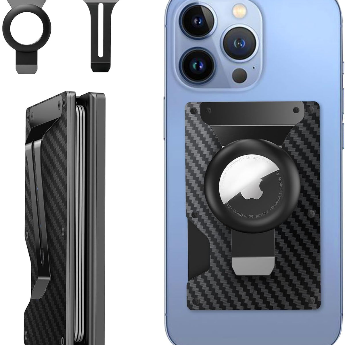 Luxe AirTag Wallet With RFID Blocking - Carbon Fiber (AirTag Not Included)