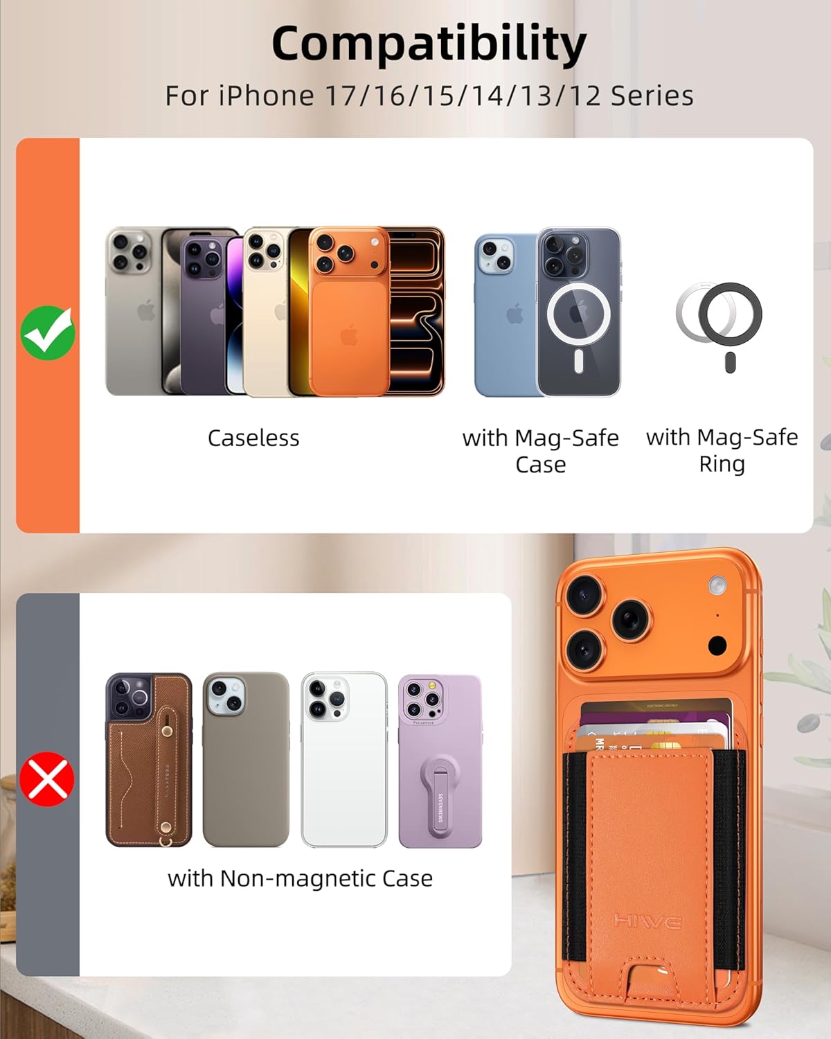 MagSafe Wallet with RFID Blocking – Slim Vegan Leather Card Holder - Abbycart