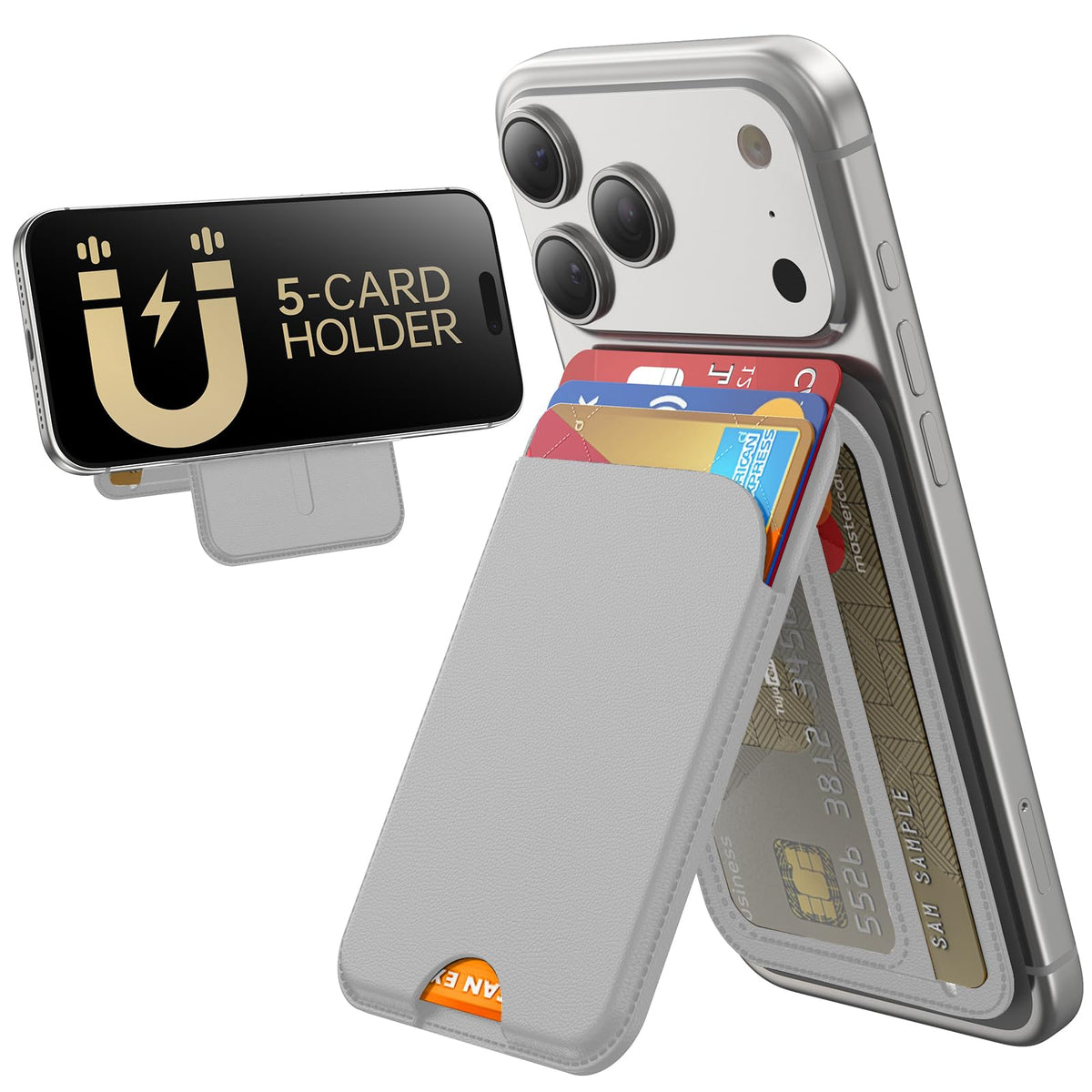 MagSafe Wallet with Stand for iPhone 17 16 15 14 13 12 RFID 5 Card