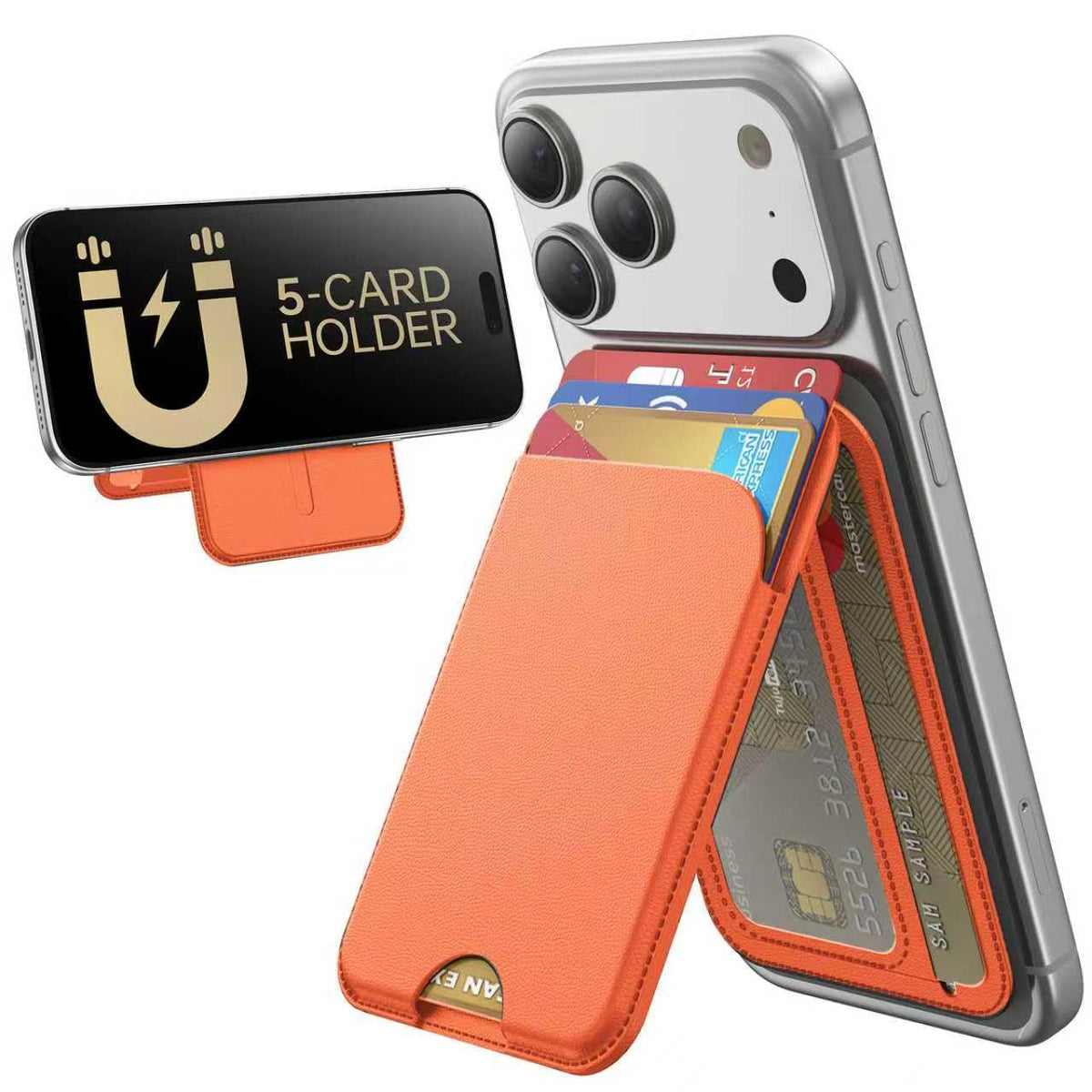 MagSafe Wallet with Stand for iPhone 17 16 15 14 13 12 RFID 5 Card