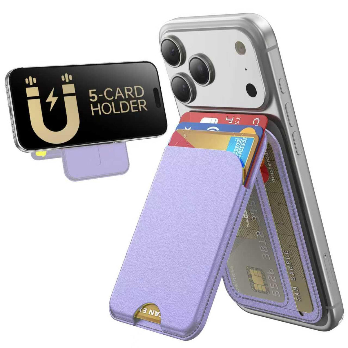 MagSafe Wallet with Stand for iPhone 17 16 15 14 13 12 RFID 5 Card