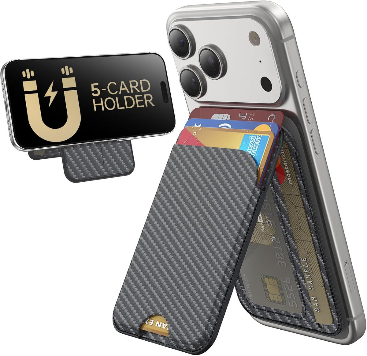 MagSafe Wallet with Stand for iPhone 17 16 15 14 13 12 RFID 5 Card