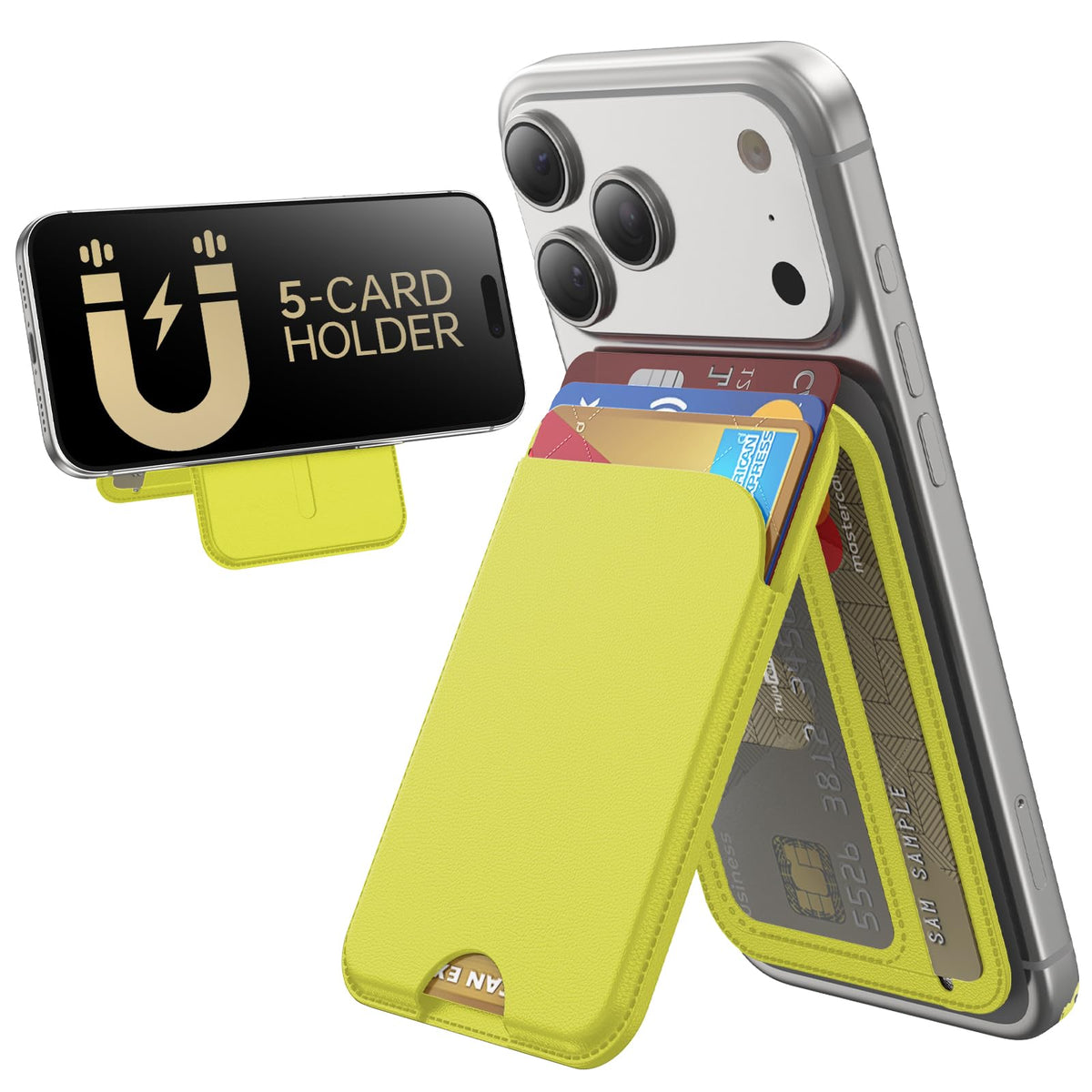MagSafe Wallet with Stand for iPhone 17 16 15 14 13 12 RFID 5 Card