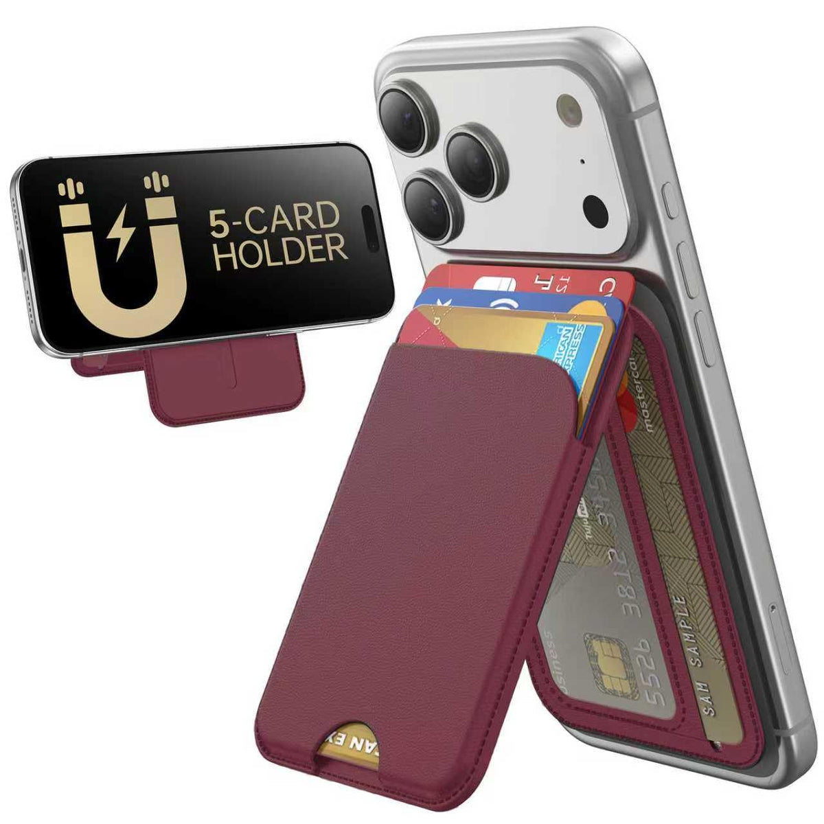MagSafe Wallet with Stand for iPhone 17 16 15 14 13 12 RFID 5 Card