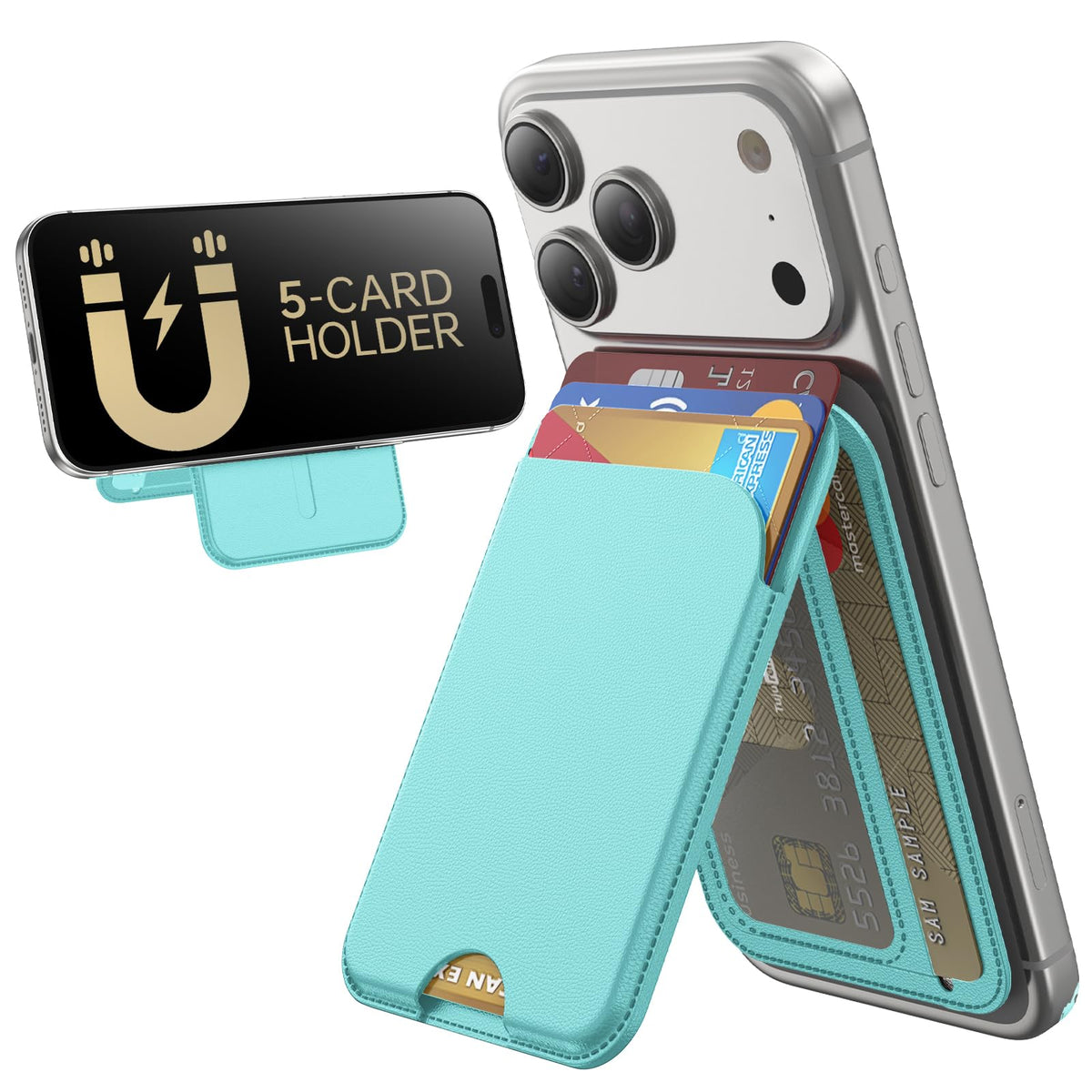 MagSafe Wallet with Stand for iPhone 17 16 15 14 13 12 RFID 5 Card
