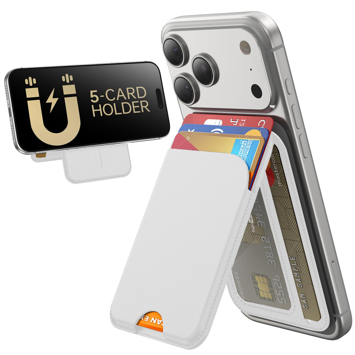 MagSafe Wallet with Stand for iPhone 17 16 15 14 13 12 RFID 5 Card
