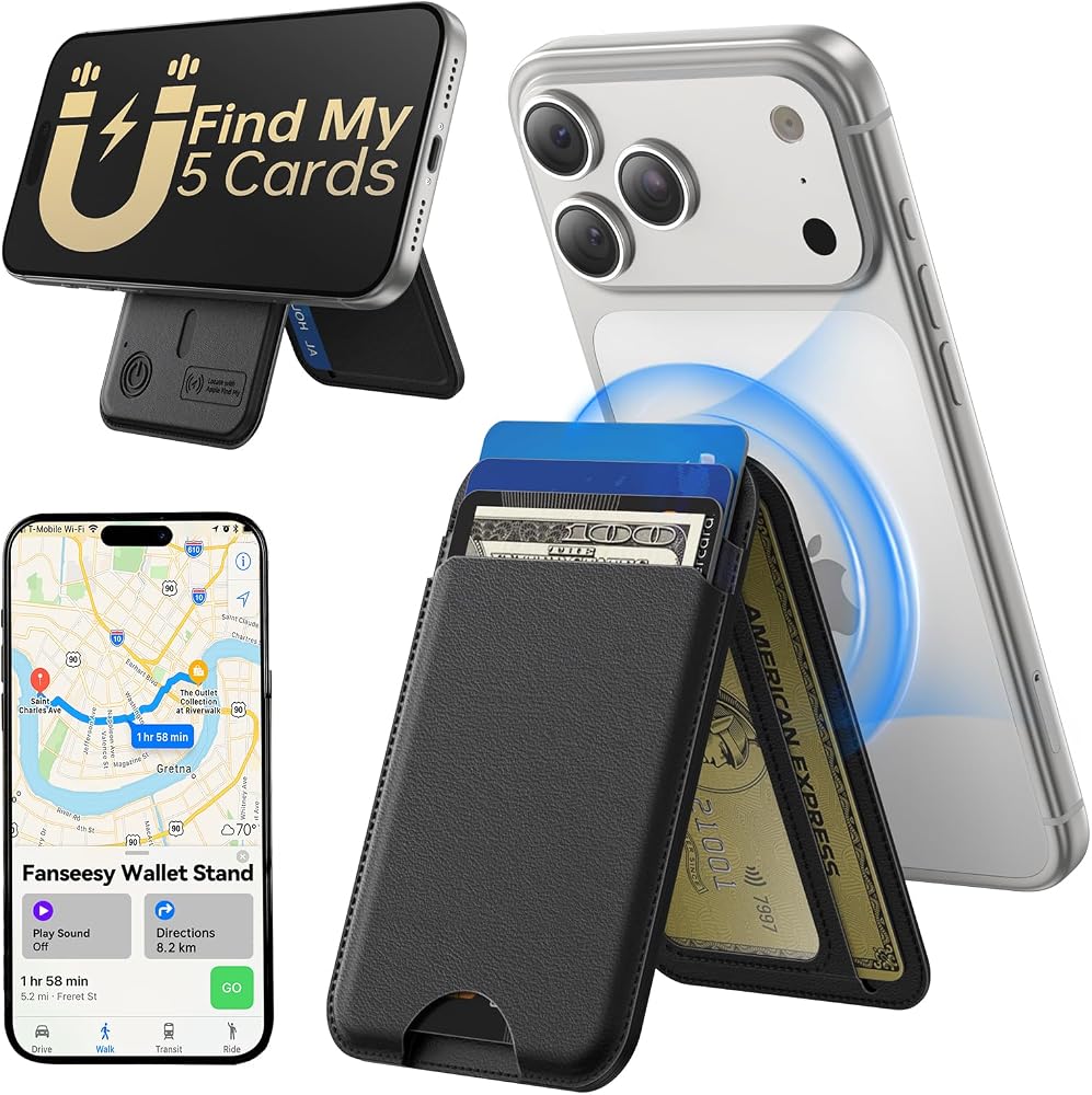 MagSafe Wallet with Stand RFID Vegan Leather Card Holder for iPhone