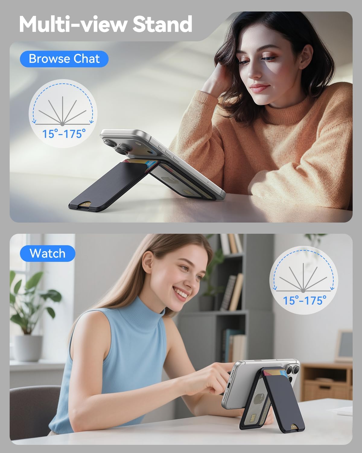 MagSafe Wallet with Stand RFID Vegan Leather Card Holder for iPhone