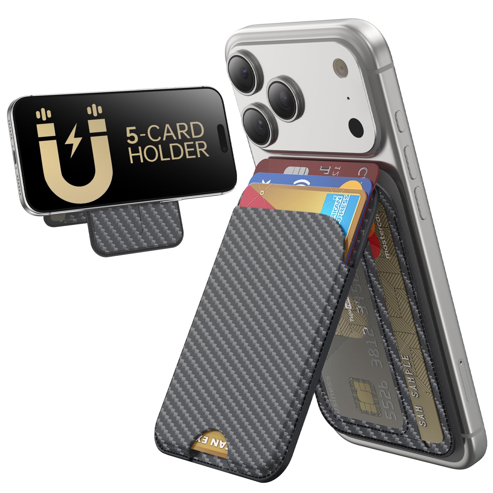 MagSafe Wallet with Stand RFID Vegan Leather Card Holder for iPhone