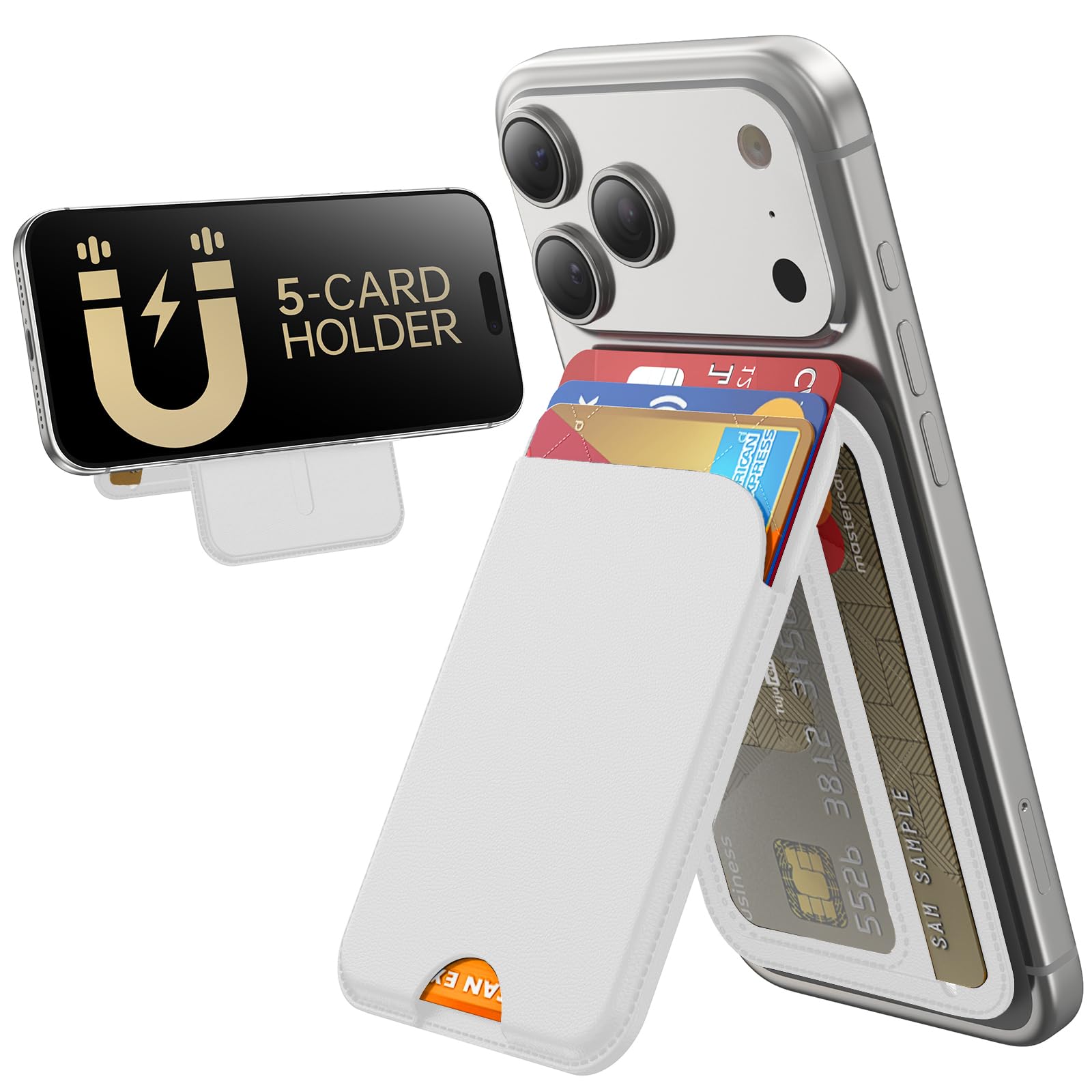 MagSafe Wallet with Stand RFID Vegan Leather Card Holder for iPhone