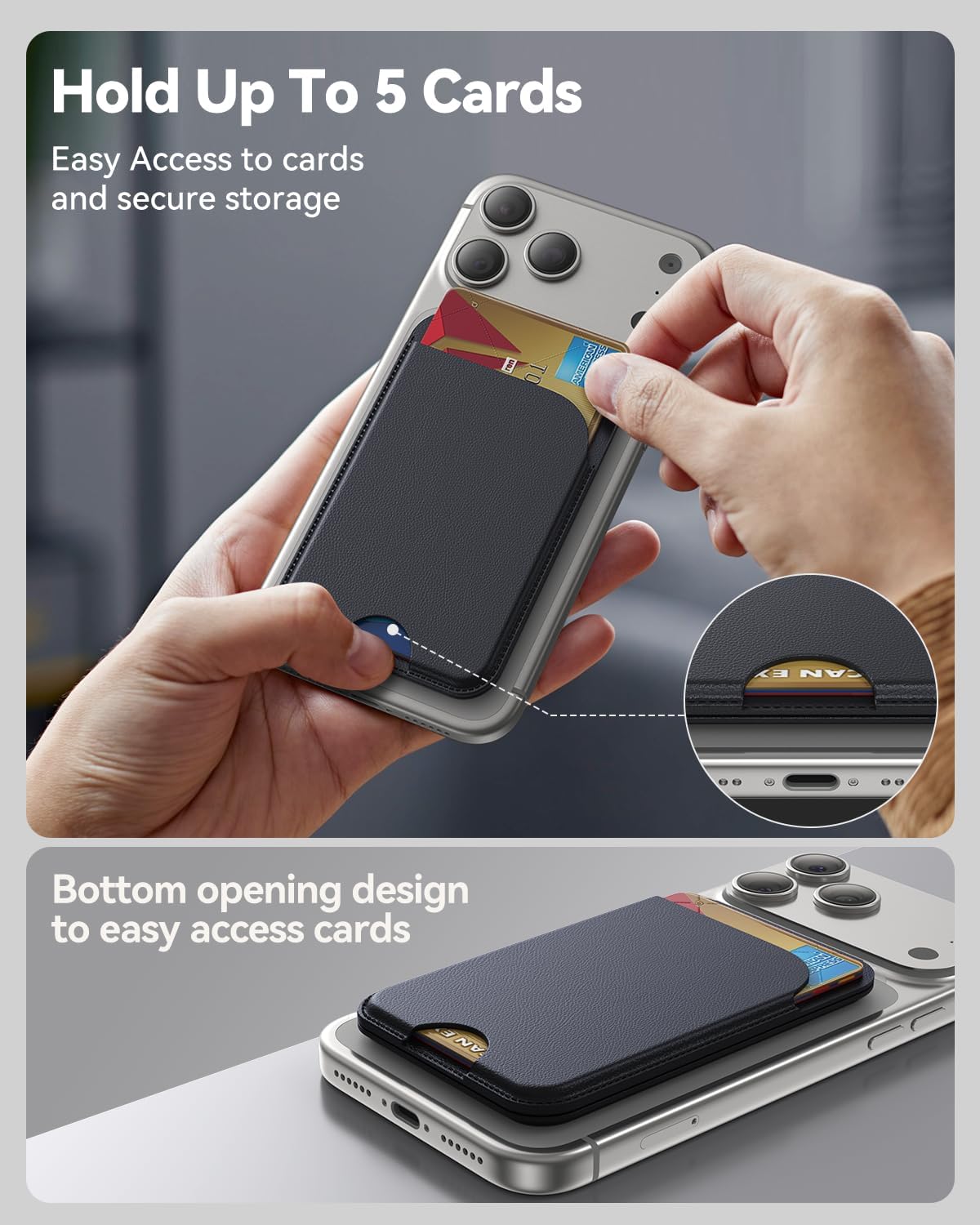 MagSafe Wallet with Stand RFID Vegan Leather Card Holder for iPhone