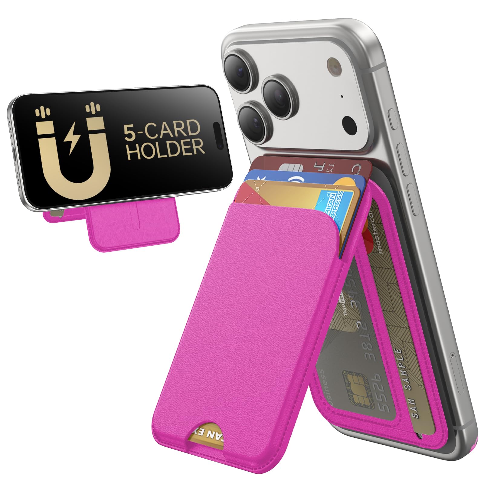 MagSafe Wallet with Stand RFID Vegan Leather Card Holder for iPhone