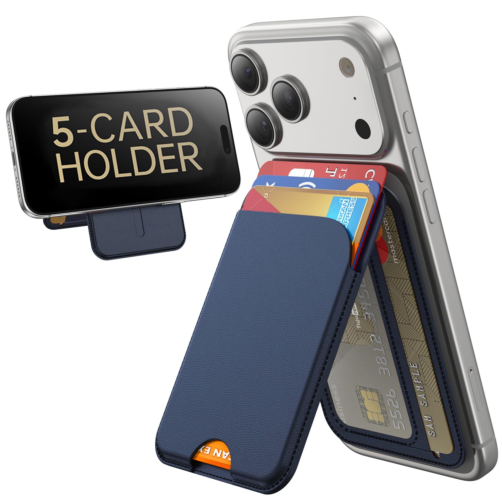 MagSafe Wallet with Stand RFID Vegan Leather Card Holder for iPhone