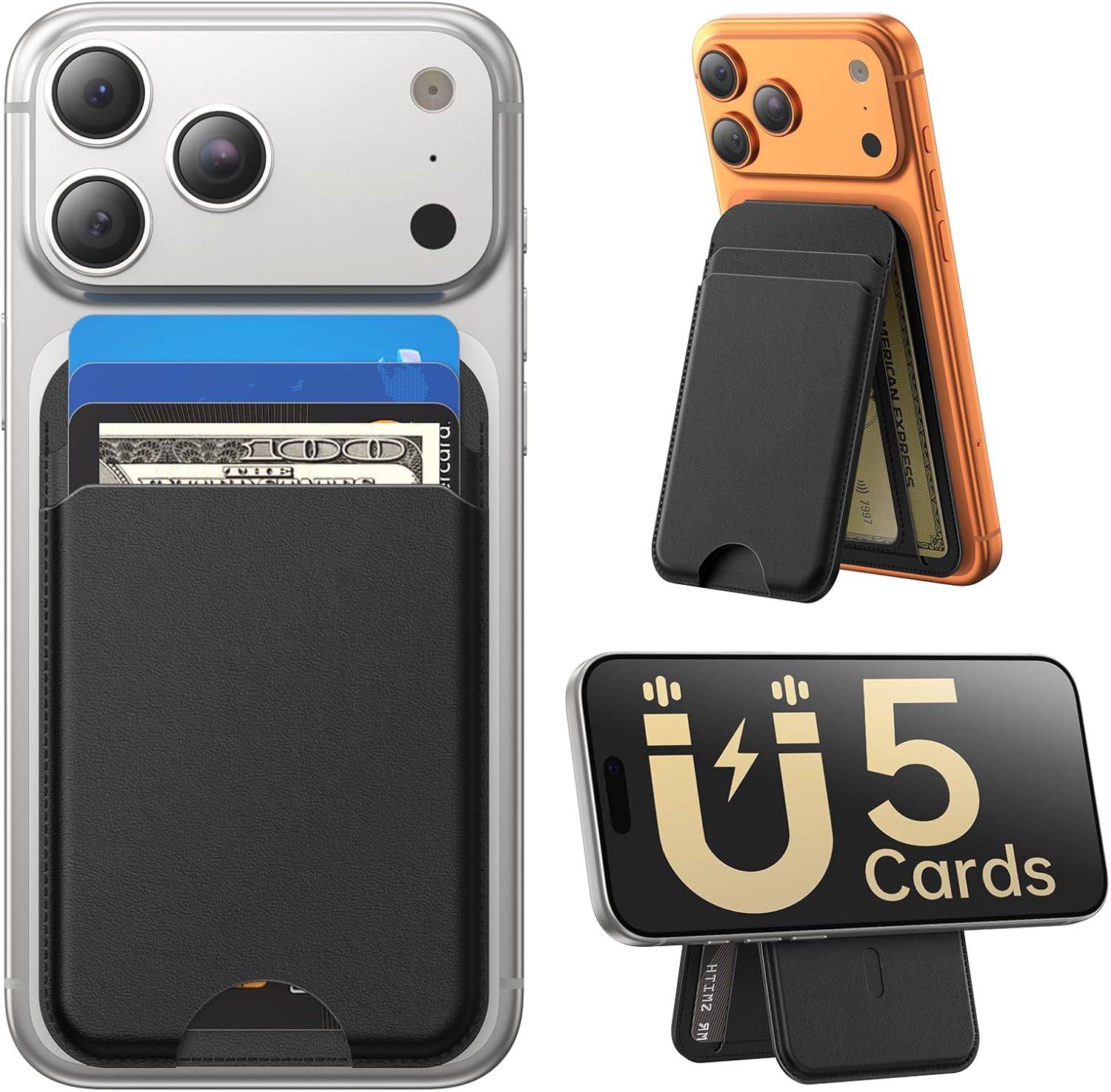 MagSafe Wallet with Stand Slim Leather iPhone Card Holder RFID