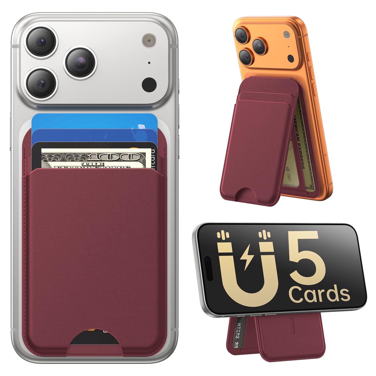 MagSafe Wallet with Stand Slim Leather iPhone Card Holder RFID