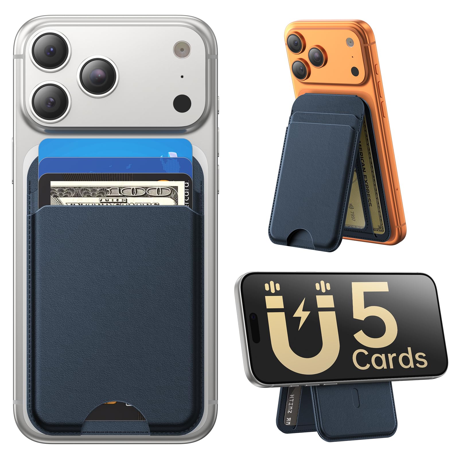 MagSafe Wallet with Stand Slim Leather iPhone Card Holder RFID