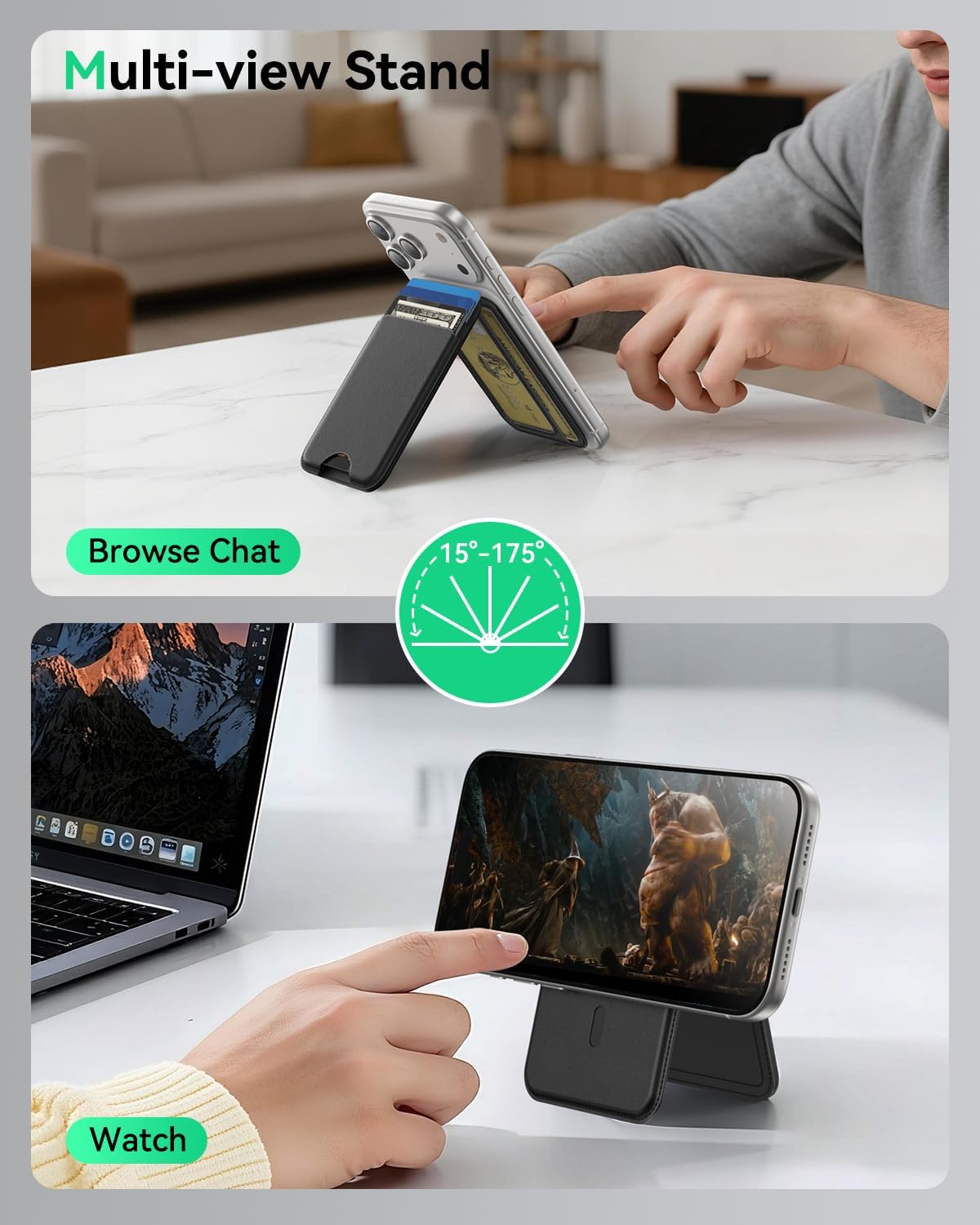 MagSafe Wallet with Stand Slim Leather iPhone Card Holder RFID