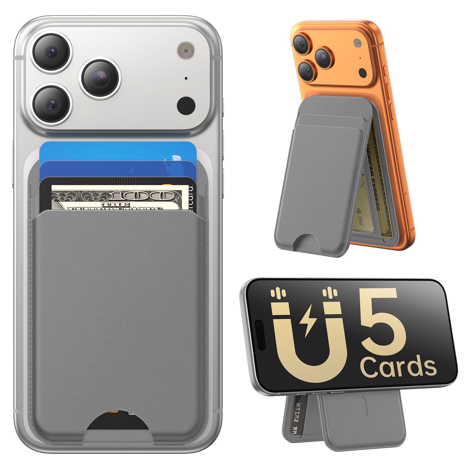 MagSafe Wallet with Stand Slim Leather iPhone Card Holder RFID