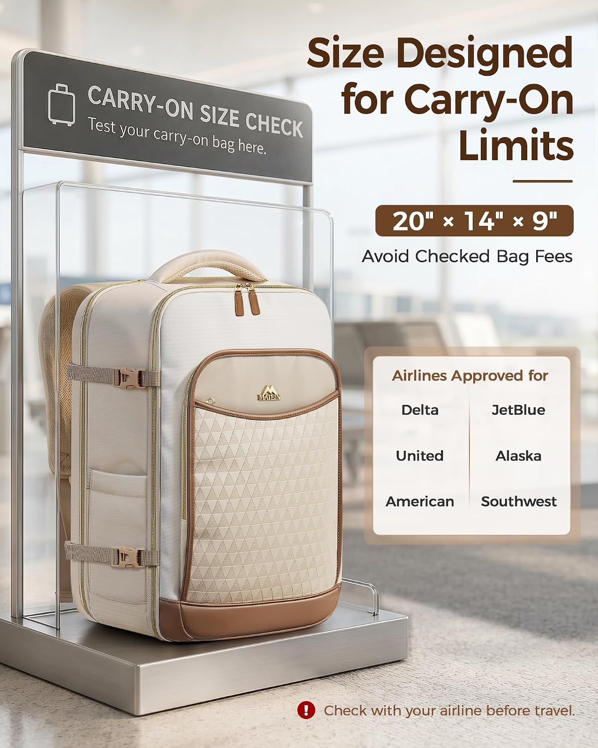 MATEIN HER Carry on Backpack 22x14x9 Airline Approved, 45L Extra Large Travel Backpack for Women with Shirt Folding Board, Waterproof TSA Luggage Backpack for Southwest American Airline Fit 17" Laptop