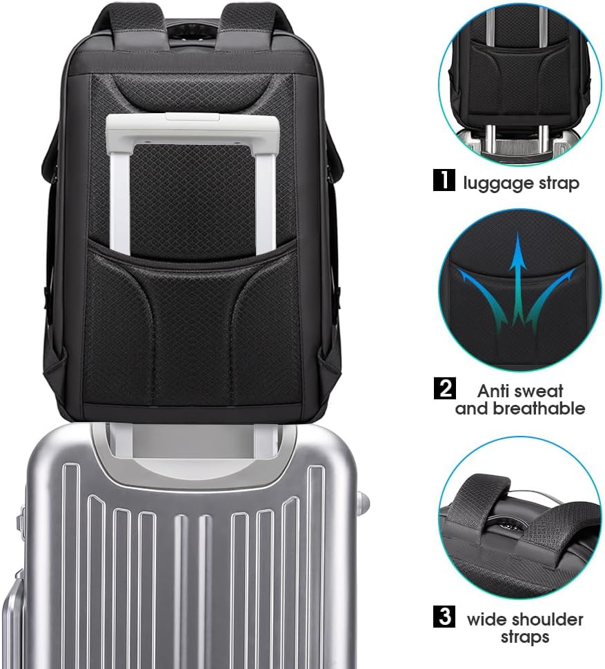 Men's Anti-Theft Backpack,Waterproof Fashion Travel Backpacks,High Tech Backpack with USB3.0 Charging Port,Business Laptop Backpack Fits 17.3 Inch Notebook…
