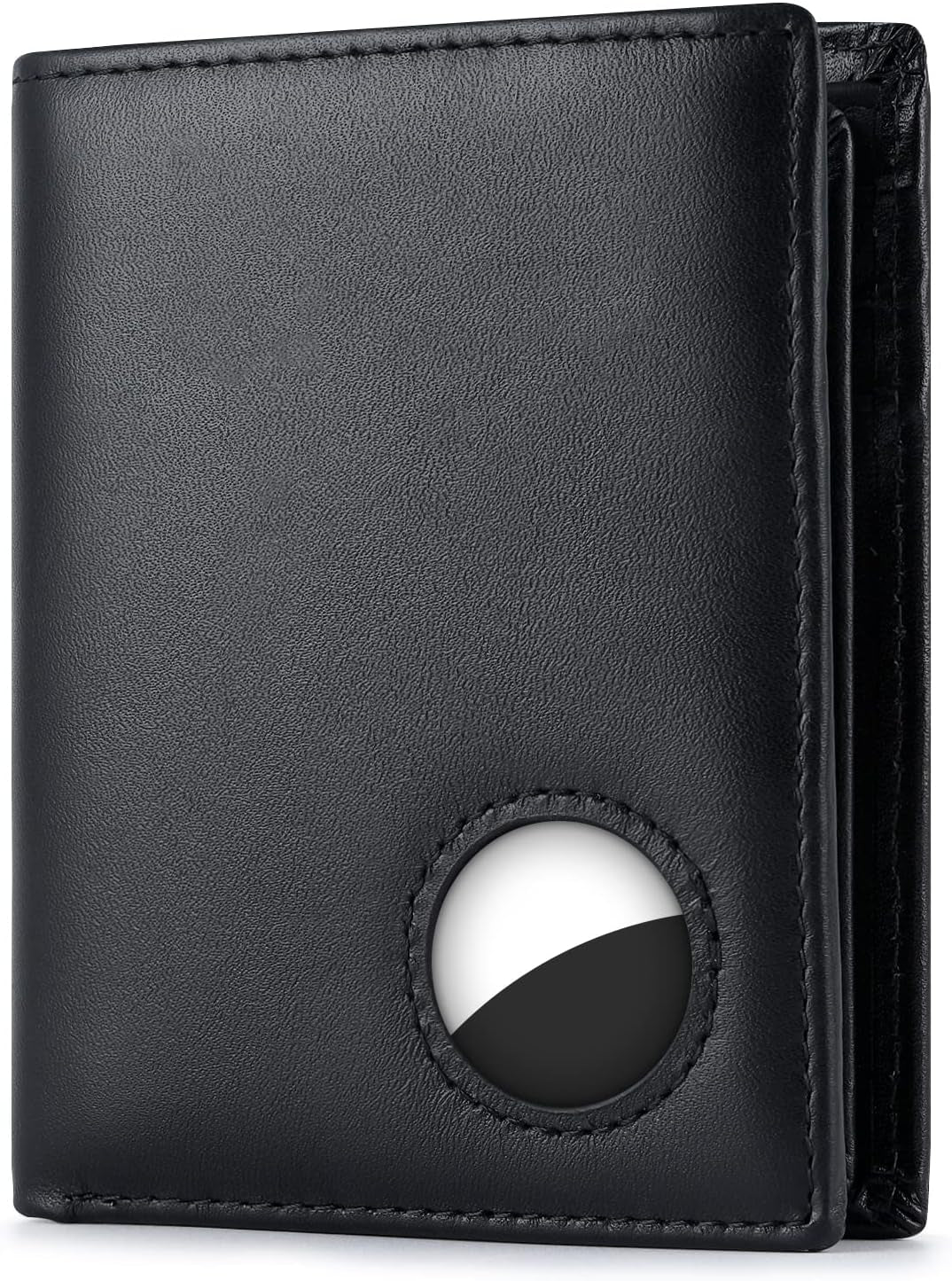 Men's Genuine Leather AirTag Wallet with RFID Blocking - Slim Bifold Wallet with ID Window - Abbycart