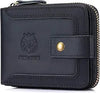 Men's Genuine Leather Zipper Wallet RFID Blocking Coin Pocket Brown