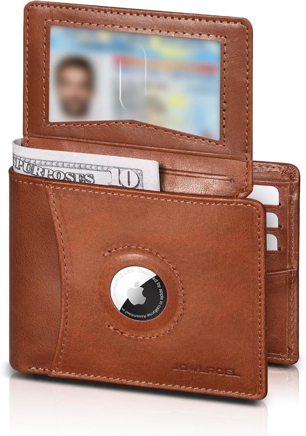 Men's Leather AirTag Wallet – RFID Blocking, 12 Card Slots - Abbycart