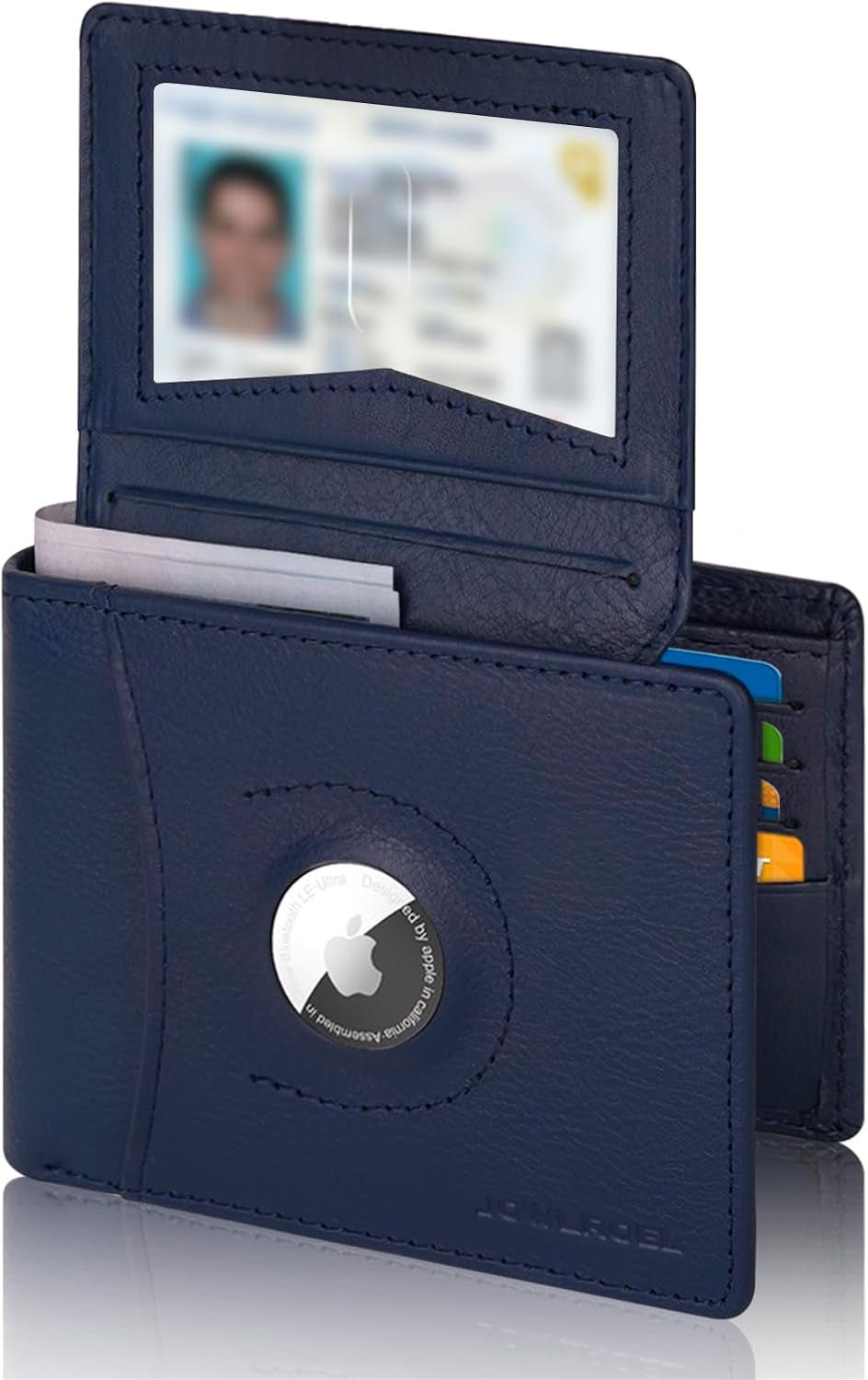 Men's Leather AirTag Wallet – RFID Blocking, 12 Card Slots - Abbycart