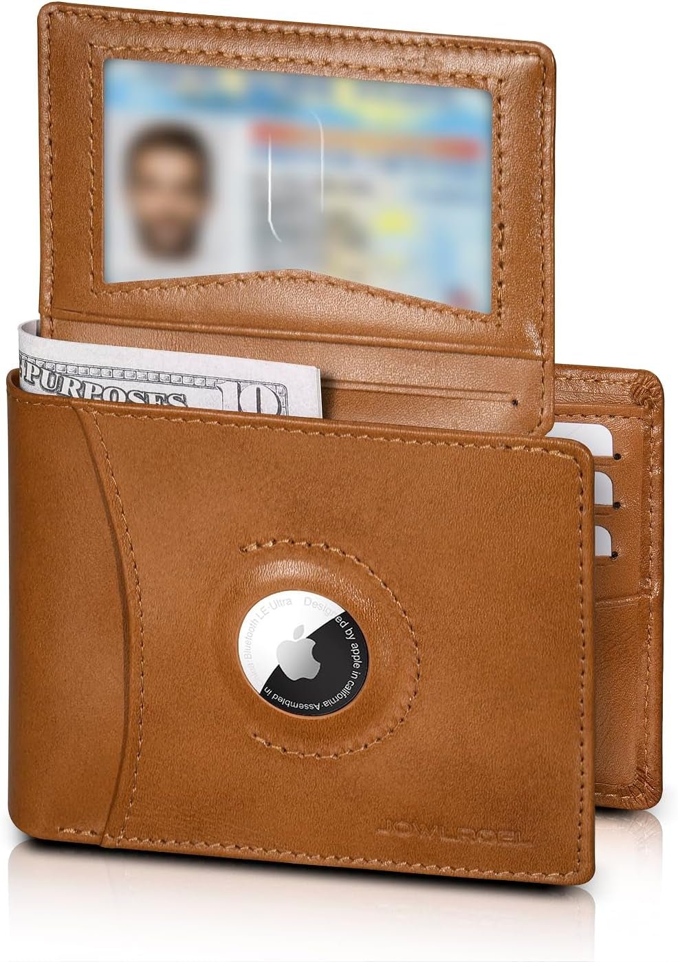 Men's Leather AirTag Wallet – RFID Blocking, 12 Card Slots - Abbycart