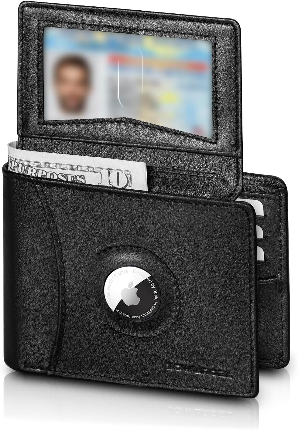 Men's Leather AirTag Wallet – RFID Blocking, 12 Card Slots - Abbycart