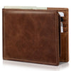 Men’s Leather RFID Wallet Bifold 12 Card Slots Dual ID Window Slim