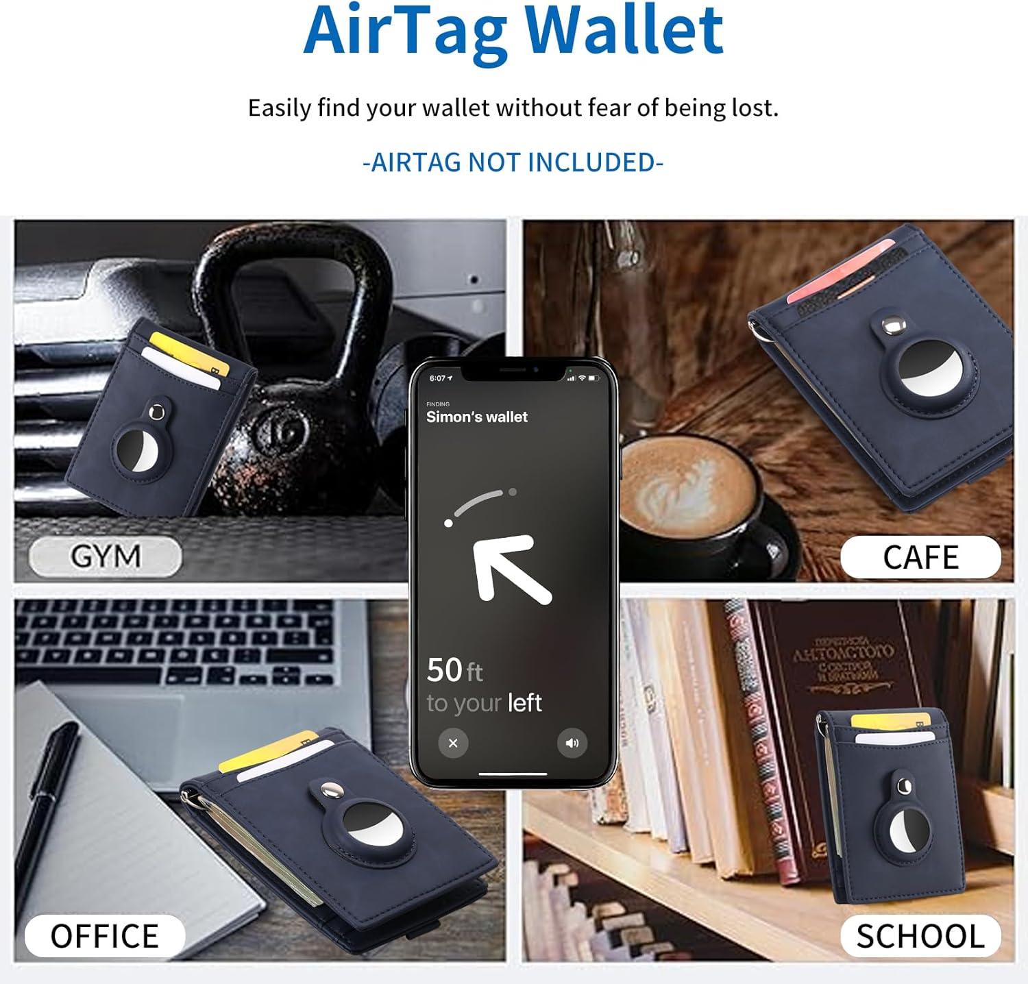 Men's RFID Blocking Genuine Leather AirTag Wallet – Slim Bifold with AirTag Holder - Abbycart