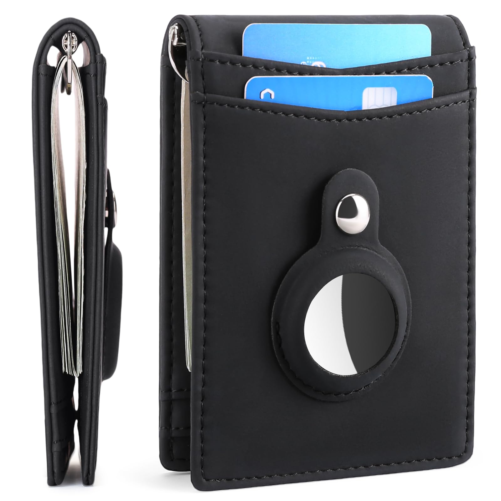 Men's RFID Blocking Genuine Leather AirTag Wallet – Slim Bifold with AirTag Holder - Abbycart