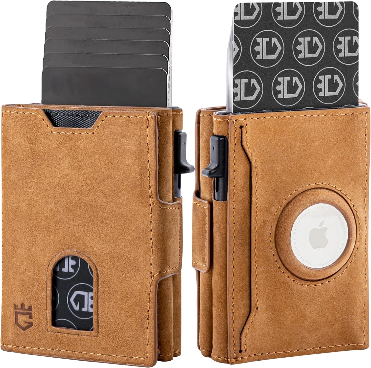 Men's RFID Blocking Leather Wallet with AirTag Holder - Slim & Durable - Abbycart