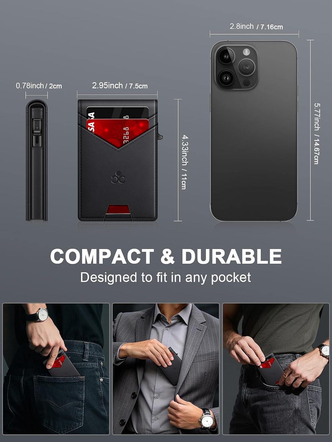 Wallet for Men RFID Blocking Minimalist Card Holder Wallet for 12-14 Cards