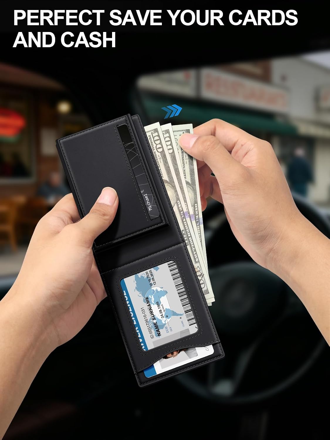 Wallet for Men RFID Blocking Minimalist Card Holder Wallet for 12-14 Cards