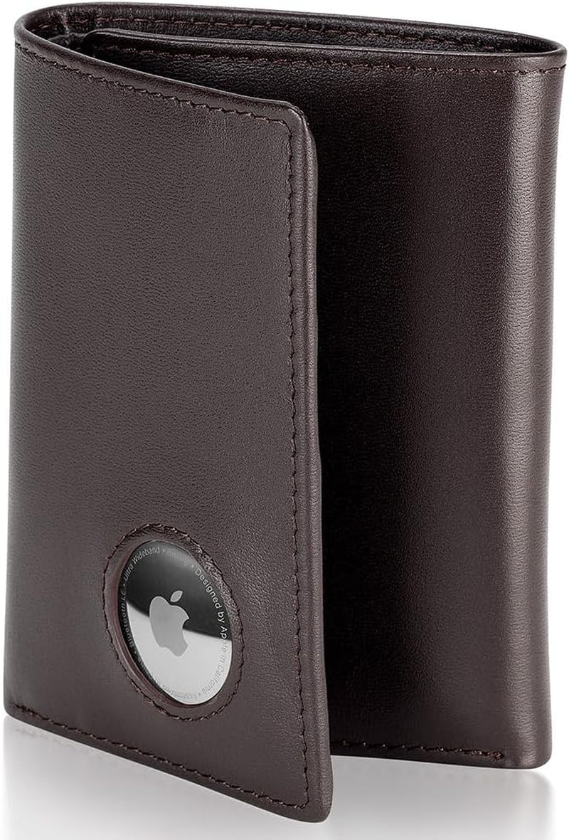 Men's RFID Leather Trifold Wallet with AirTag Holder: Durable & Stylish - Abbycart