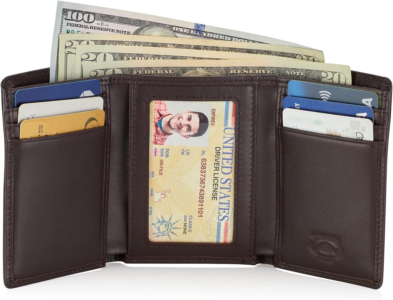 Men's RFID Leather Trifold Wallet with AirTag Holder: Durable & Stylish - Abbycart