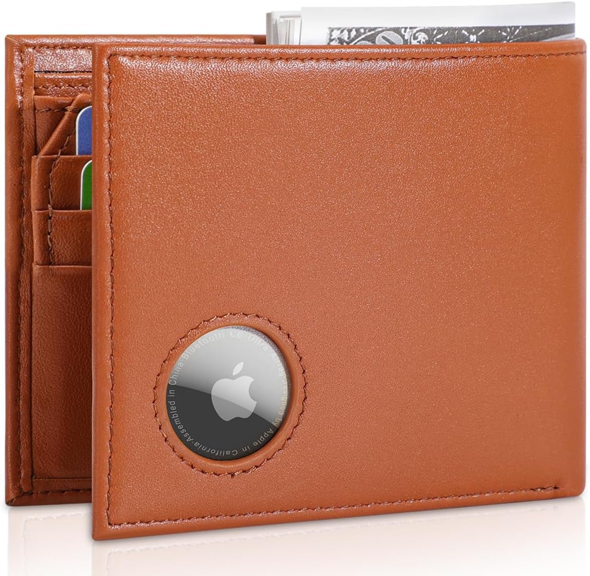 Men's RFID Leather Wallet with AirTag Holder - Slim & Secure - Abbycart