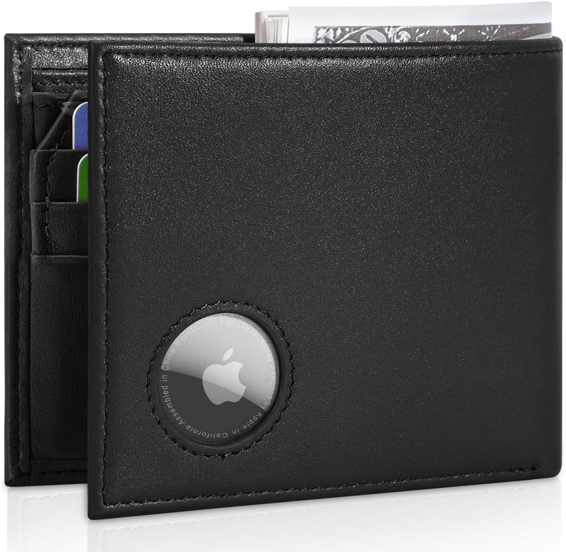 Men's RFID Leather Wallet with AirTag Holder - Slim & Secure - Abbycart