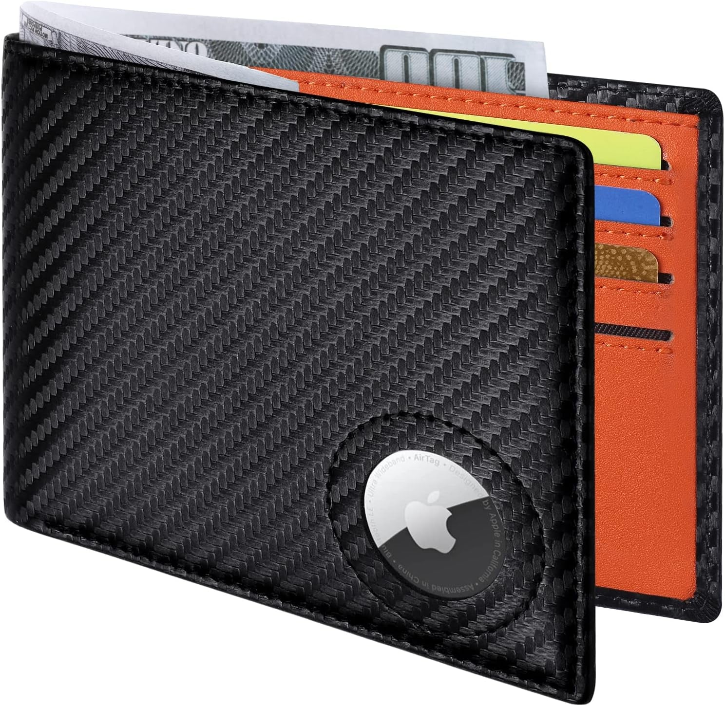 Men's RFID Leather Wallet with AirTag Holder: Slim & Secure Bifold - Abbycart