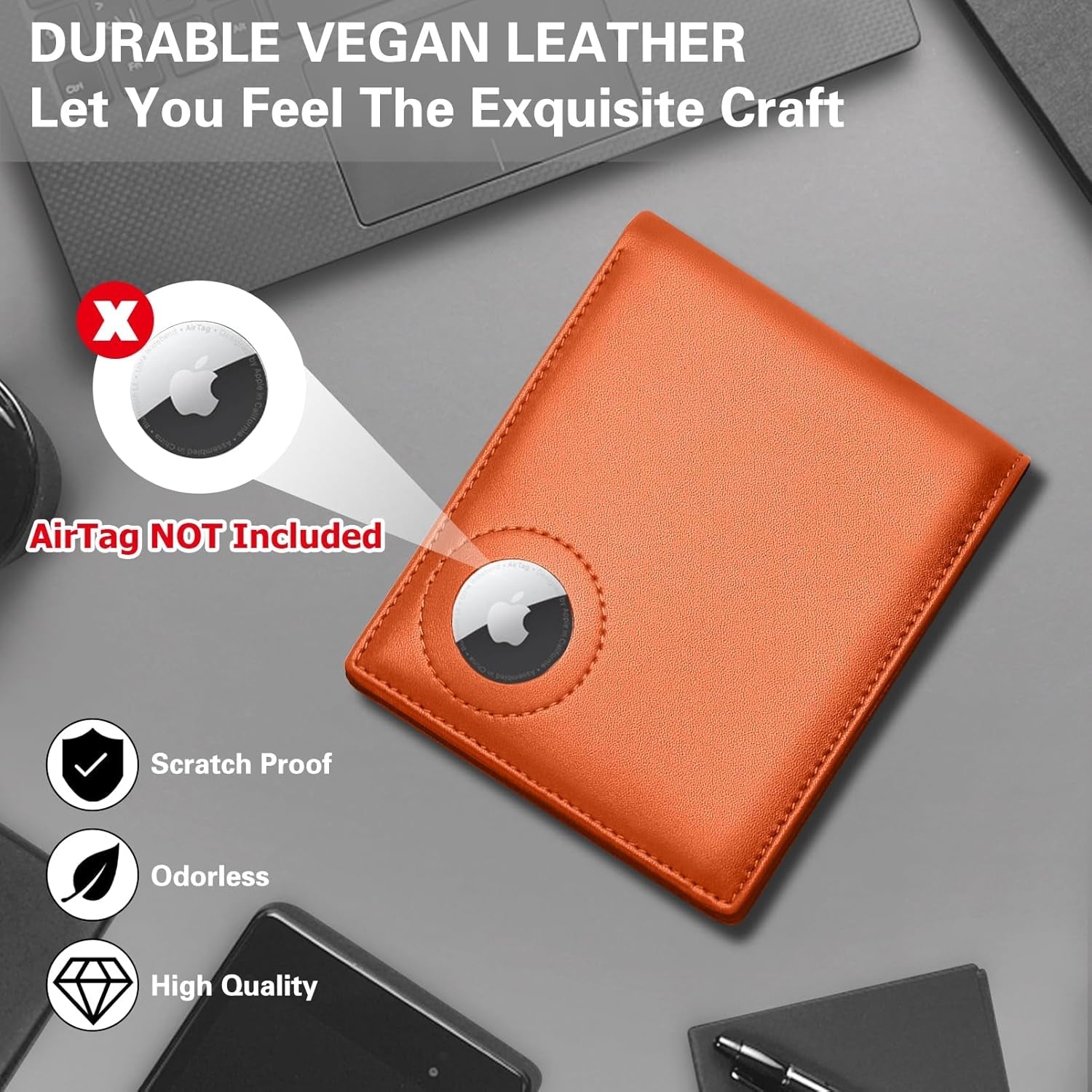 Men's RFID Leather Wallet with AirTag Holder: Slim & Secure Bifold - Abbycart