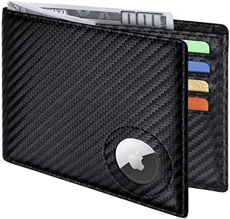 Men's RFID Leather Wallet with AirTag Holder: Slim & Secure Bifold